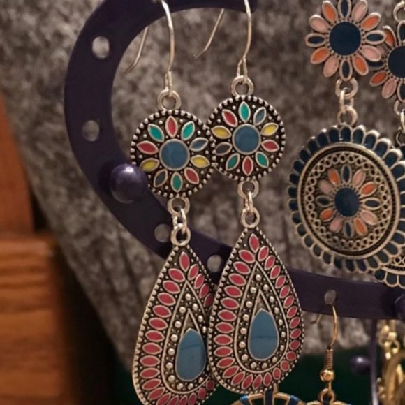 Elegant Boho Dangle Earrings Unique Teardrop Dangling Bohemian Jewelry Ladies - Picture 2 of 5